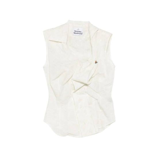  비비안웨스트우드 민소매 티셔츠 비비안 웨스트우드 드레이프 프론트 슬리브리스 셔츠 (화이트/뉴트럴)