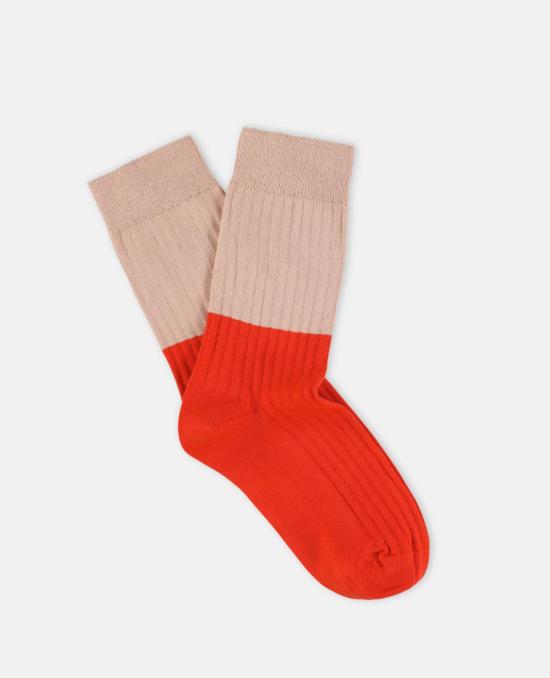  에스큐이어 양말 에스쿠이어 컬러 블록  핑크 & 오렌지 - ESCUYER