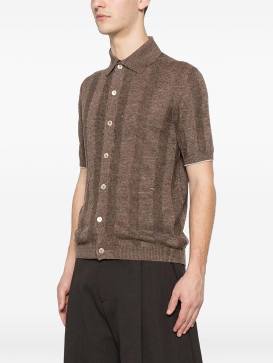 26SS 브루넬로 쿠치넬리 리넨 립 코튼 반소매 셔츠 M2L707805 CNO22