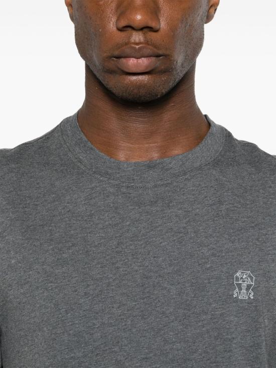 26SS 브루넬로 쿠치넬리 코튼 저지 크루넥 티셔츠 M0B138440 CE610 Piombo perla - BRUNELLO CUCINELLI