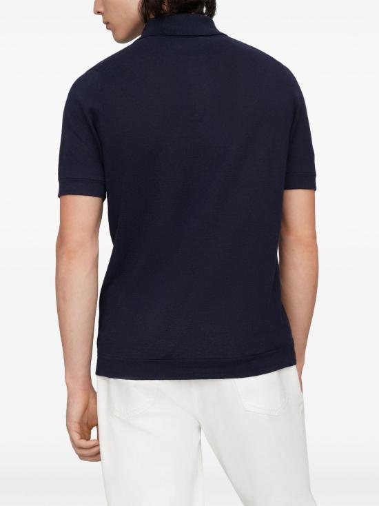 26SS 브루넬로 쿠치넬리 린넨 코튼 니트 폴로 셔츠 M2L00315 C2425 Blue - BRUNELLO CUCINELLI