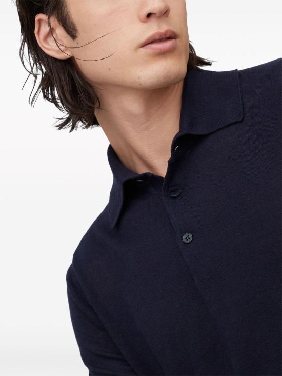 26SS 브루넬로 쿠치넬리 린넨 코튼 니트 폴로 셔츠 M2L00315 C2425 Blue - BRUNELLO CUCINELLI