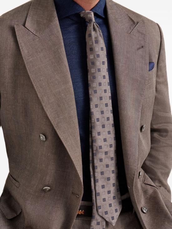 26SS 브루넬로 쿠치넬리 넥타이 MX8600018 CKP89 Brown navy beige - BRUNELLO CUCINELLI