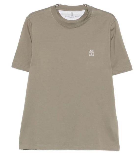 26SS 브루넬로 쿠치넬리 코튼 저지 크루넥 티셔츠 M0B138440 CTK16 New kaky off white