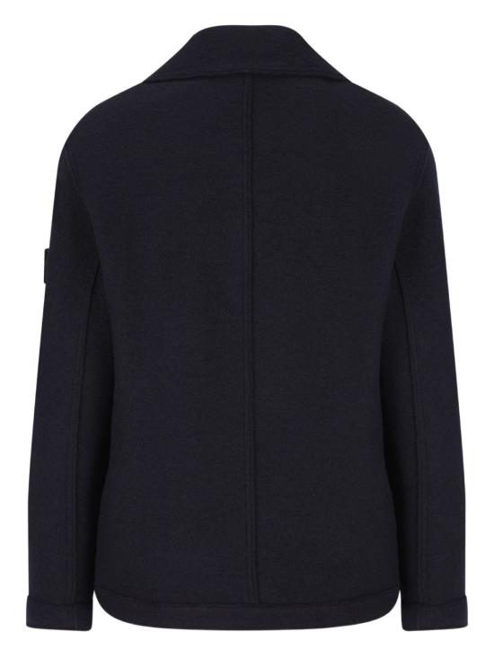 25FW 스톤 아일랜드 펠티드 RWS 울 더블 브레스티드 피 코트 K2S155100059 S0IN1V0020 Blue - STONE ISLAND