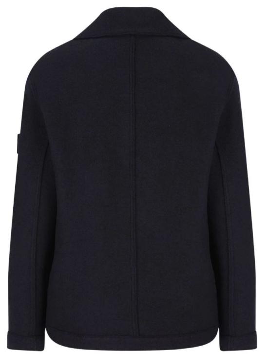 25FW 스톤 아일랜드 펠티드 RWS 울 더블 브레스티드 피 코트 K2S155100059 S0IN1V0020 Blue - STONE ISLAND