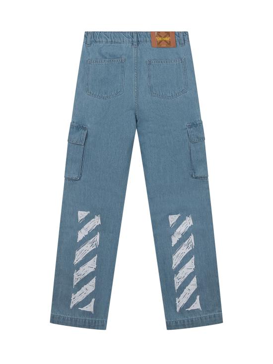 26SS [키즈] 오프화이트 스트레이트 팬츠 44BYB002S26D00 1423 MEDIUM BLUE - OFF WHITE