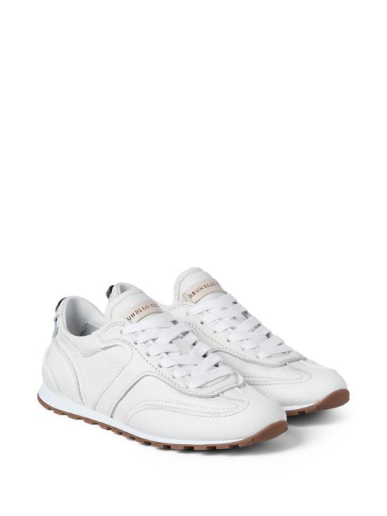 26SS 브루넬로 쿠치넬리 샤이니 루프 소프트 그레인 가죽 러너 MZDKG3235 C4295 White - BRUNELLO CUCINELLI