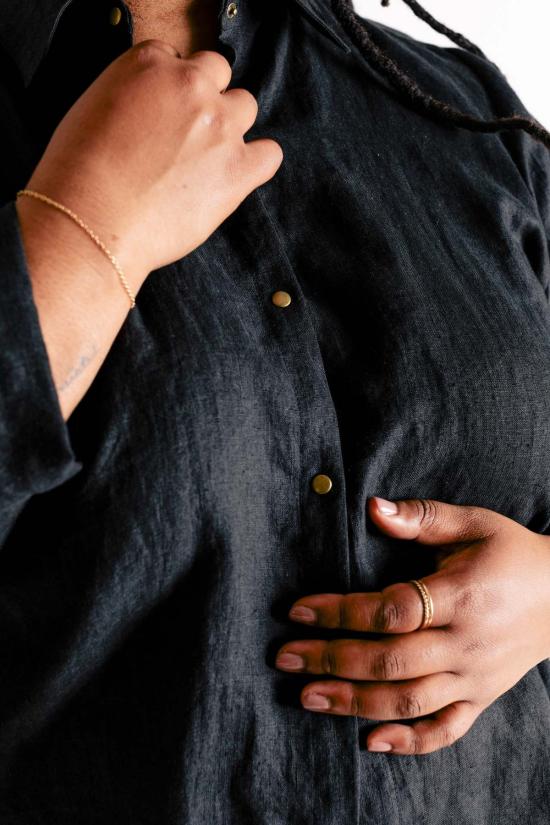  Pamut Apparel USA 셔츠 Pamut Apparel Usa 러플 칼라 셀린느 셔츠 리넨 - PAMUT APPAREL