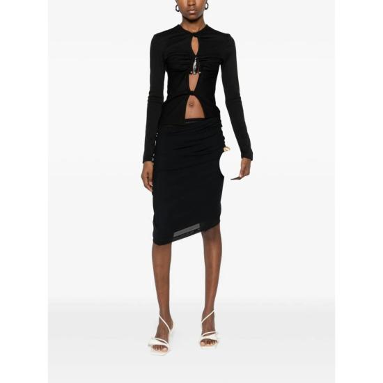  크리스토퍼에스버 긴팔 티셔츠 크리스토퍼 에스버 펜던트 디테일 트위스트 프론트 긴팔 탑 블랙 - CHRISTOPHER ESBER