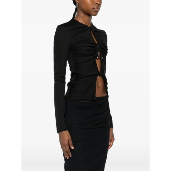  크리스토퍼에스버 긴팔 티셔츠 크리스토퍼 에스버 펜던트 디테일 트위스트 프론트 긴팔 탑 블랙 - CHRISTOPHER ESBER