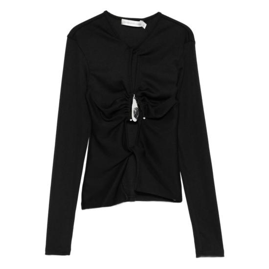  크리스토퍼에스버 긴팔 티셔츠 크리스토퍼 에스버 펜던트 디테일 트위스트 프론트 긴팔 탑 블랙