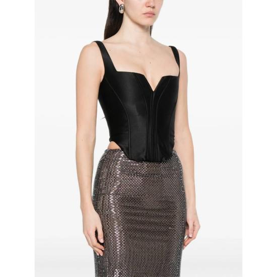  셀프 포트레이트 블라우스 V넥 민소매  블랙 - SELF PORTRAIT