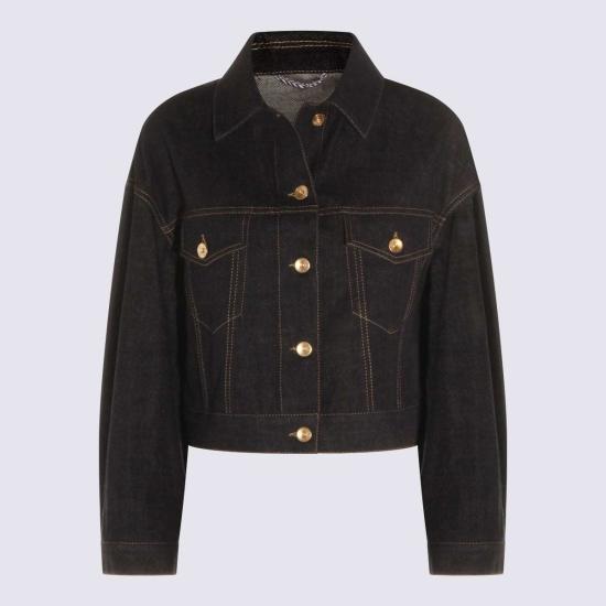  브루넬로 쿠치넬리 데님 자켓 Brunello Cucinelli 다크 블루 코튼 데님 재킷 - BRUNELLO CUCINELLI