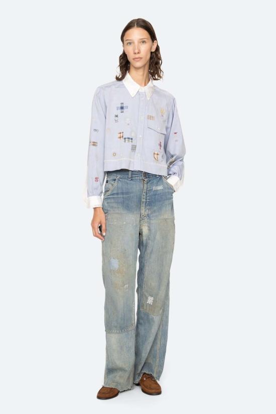  씨뉴욕 블라우스 Sea Ny Claira L/S 셔츠 탑 블루 - SEA NY