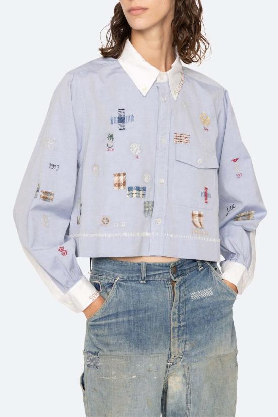  씨뉴욕 블라우스 Sea Ny Claira L/S 셔츠 탑 블루 - SEA NY