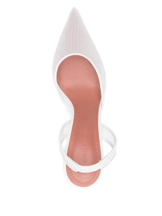  아미나 무아디 힐/펌프스 Amina Muaddi Holli 슬링백 펌프스 화이트 - AMINA MUADDI