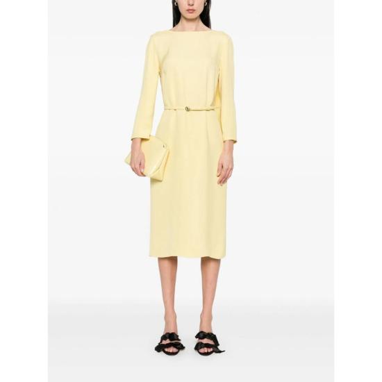  구찌 미디 원피스 드레이프 패널 드레스 옐로우 - GUCCI