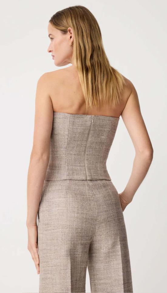  스미스 민소매 티셔츠 뷔스티에 탑 토프 트위드 - SMYTHE