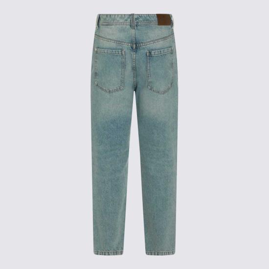  브루넬로 쿠치넬리 데님 팬츠 라이트 블루 코튼 진 - BRUNELLO CUCINELLI