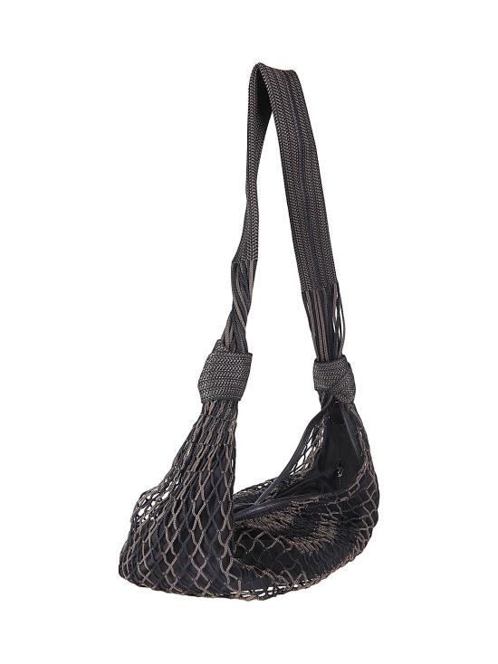 26SS 르메르 폴리에스터 네트 크루아상 필트 백 BG0128TP0006 MU425 CHEVRON MARRON GLAC BL - LEMAIRE