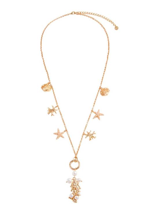  셀프 포트레이트 목걸이/팬던트 골드 코랄 참 목걸이 메탈릭