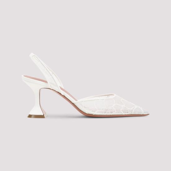  아미나 무아디 뮬/슬리퍼 홀리 레이스 70 슬링 뮬 아이보리 레이스 - AMINA MUADDI