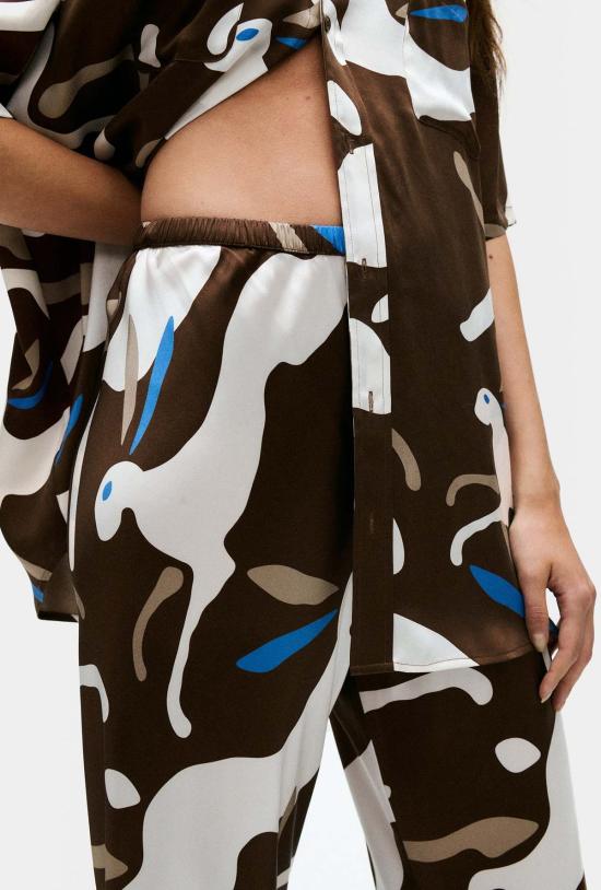  실크 런드리 스트레이트 팬츠 실크 세탁 바이어스컷 팬츠 래빗 다크 어스 - SILK LAUNDRY