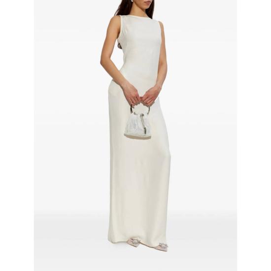  아미나 무아디 힐/펌프스 메시 장식 슬링백 스트랩 포인티드 토 부츠 화이트 - AMINA MUADDI