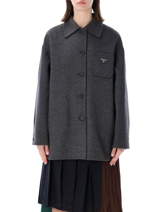 25FW 프라다 싱글 브레스티드 더블 캐시울 카방 자켓 P650S179B F0480 Grigio