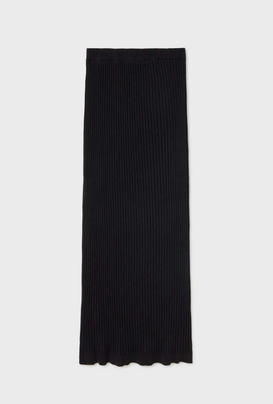  실크 런드리 미디 스커트 립 스트레이트 스커트 블랙 - SILK LAUNDRY