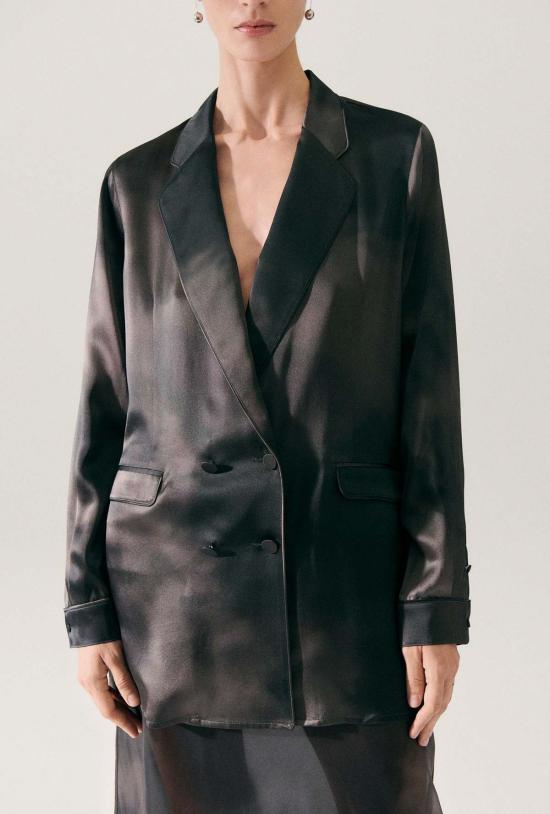  실크 런드리 수트 자켓 릴렉스드 블레이저 스모크