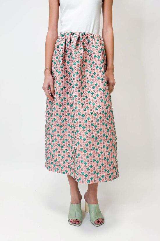  오디 롱 스커트 블러쉬 자카드