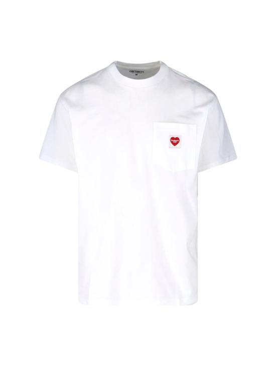 26SS 칼하트 WIP 포켓 하트 티셔츠 I032128 1WZXX White