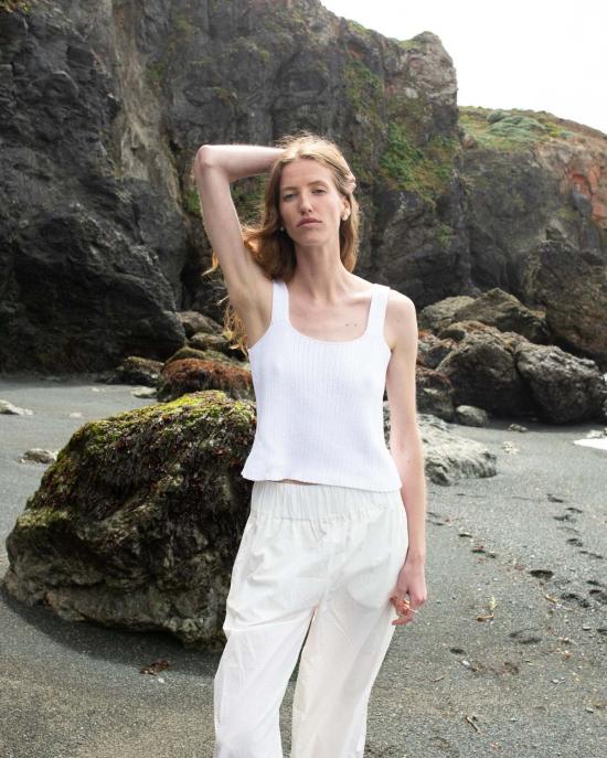  어니스트 코튼 민소매 티셔츠 스퀘어 니트 탱크탑 - HONEST COTTON