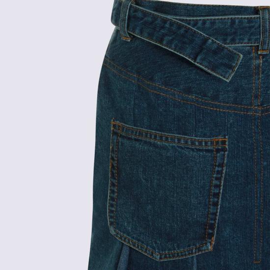  사카이 미디 스커트 코튼 스커트 블루 - SACAI