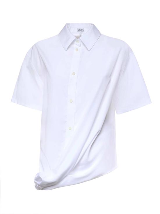  로에베 탑 로고 코튼 셔츠 화이트