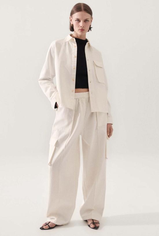  실크 런드리 자켓 실크 세탁 캔버스 오버셔츠 밀크