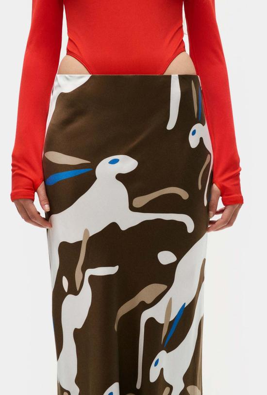  실크 런드리 롱 스커트 롱 바이어스컷 스커트 래빗 다크 어스 - SILK LAUNDRY