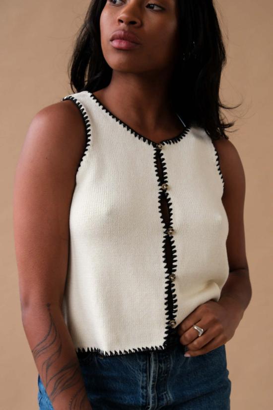  칼라한 민소매 티셔츠 캘러핸 말라 스티치 탱크 크림 - CALLAHAN