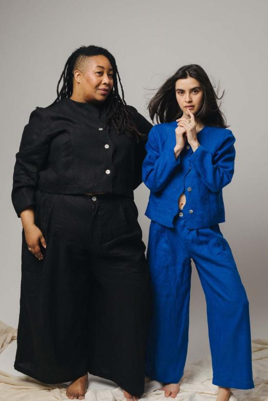  Pamut Apparel USA 스트레이트 팬츠 파무트 어패럴 USA 파워 린넨 세트 버블검/트루 블루