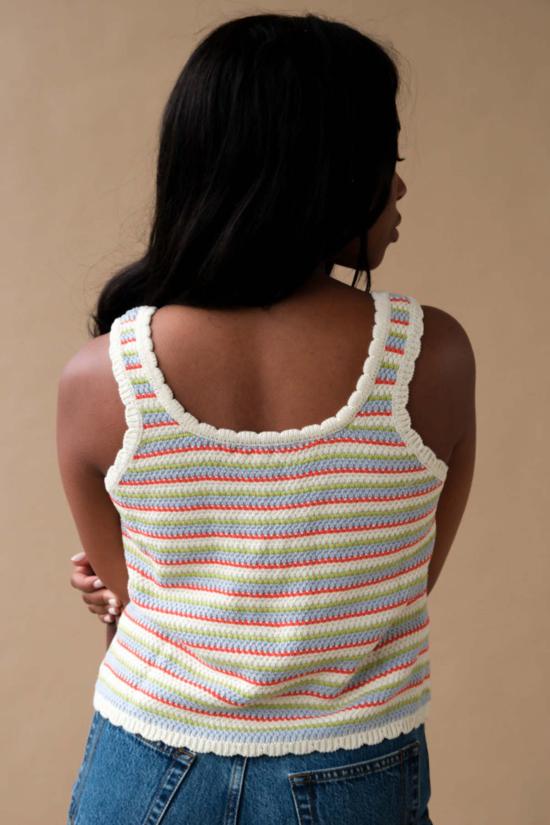  칼라한 블라우스 마이 크로셰 타이 탱크탑 크림 - CALLAHAN