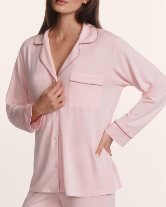  에버제이 라운지 웨어 지젤 롱 파자마 세트 연분홍/피그 색상 - EBERJEY