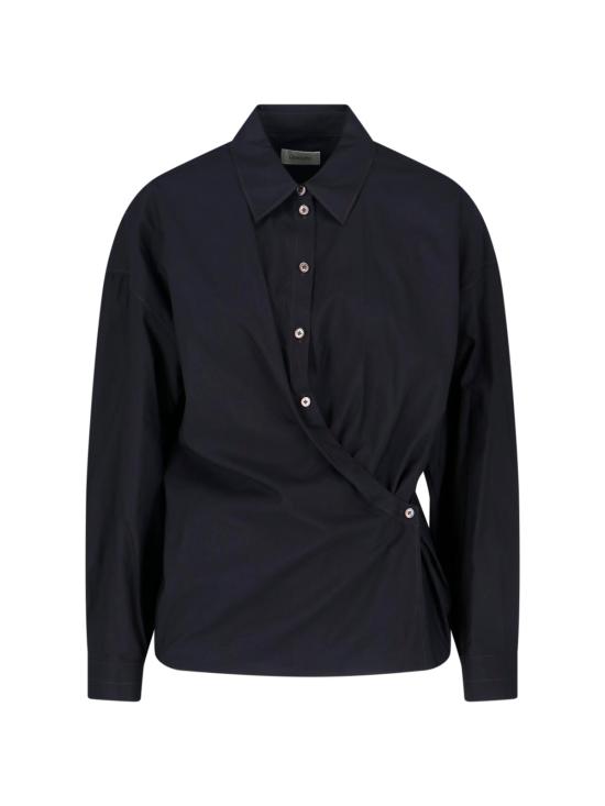 26SS 르메르 스트레이트 칼라 트위스트 셔츠 SH1141 LF1500 BK998 Black