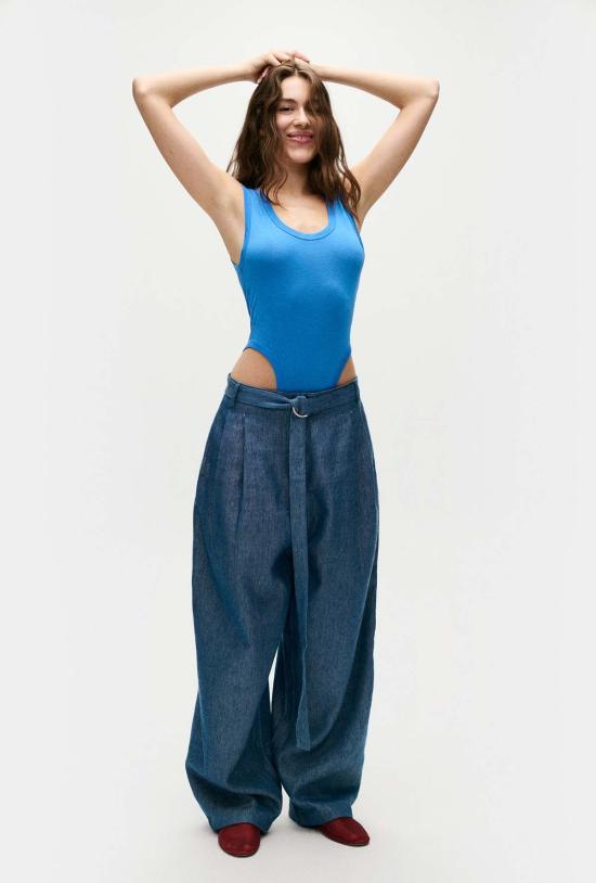  실크 런드리 바디수트 티셔츠 컷어웨이 바디수트 웨이브 - SILK LAUNDRY