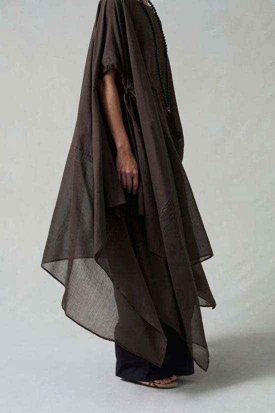  찬 루 롱 원피스 하이 로우 코튼 실크 카프탄 어스 - CHAN LUU