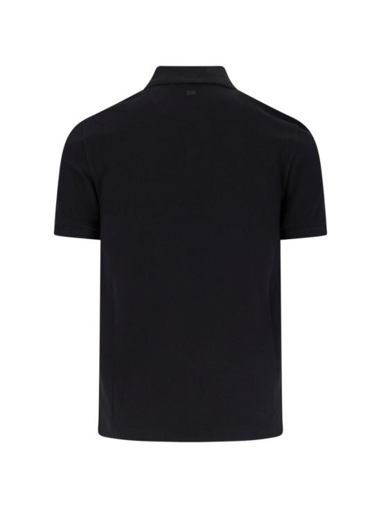 아미 폴로 티셔츠 Ami Alexandre Mattiussi 폴로 Ami De Coeur 폴로 셔츠 블랙 - AMI