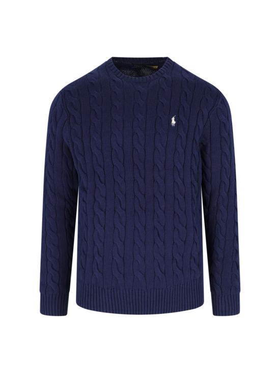26SS 폴로 랄프로렌 로고 자수 케이블 니트 스웨터 710 775885 536 Blue