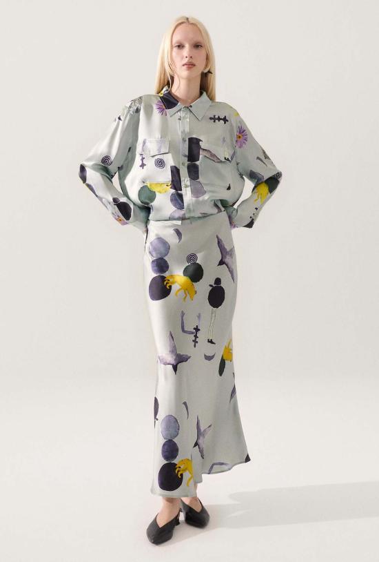  실크 런드리 롱 스커트 실크 세탁용 긴 바이어스컷 스커트 보호