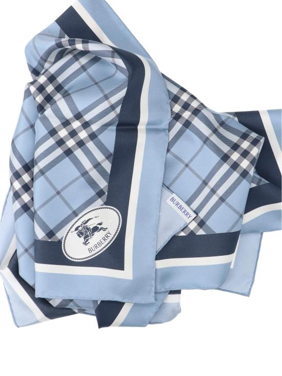  버버리 머플러/스카프 체크 실크 폴드 블루 - BURBERRY
